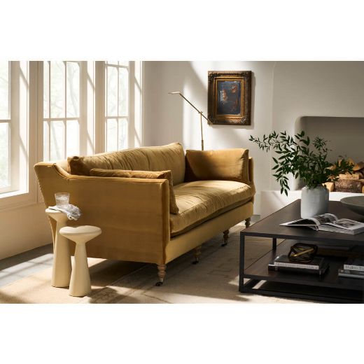 Picture of 90” Quick Ship Madeline Sofa - Antiqued Amber Velvet